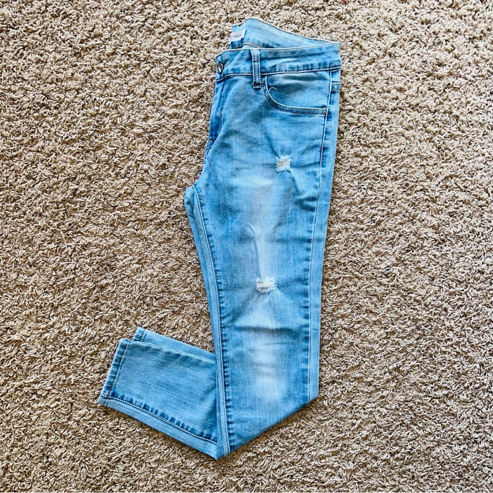 Light Wash Distressed Women's Skinny Jeans XL Denim
